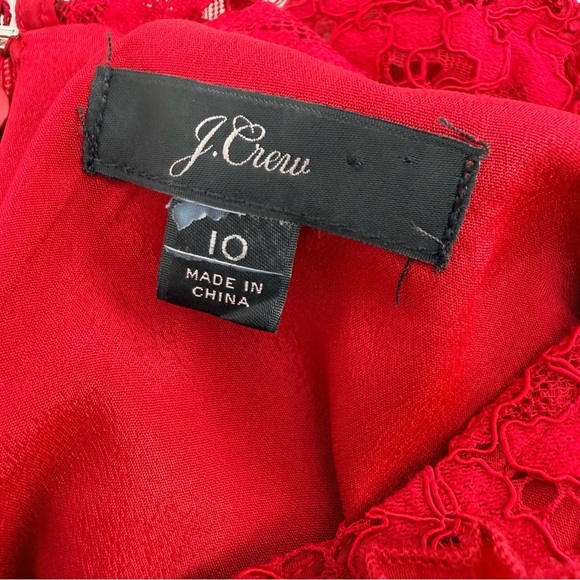 J. Crew Red Lace Ruffle Holiday Blouse Size 10 - Picture 3 of 5